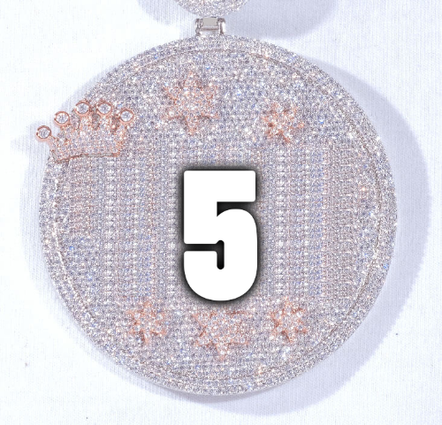 CUSTOM LETTER NECKLACE 3D BIG CROWN DISC