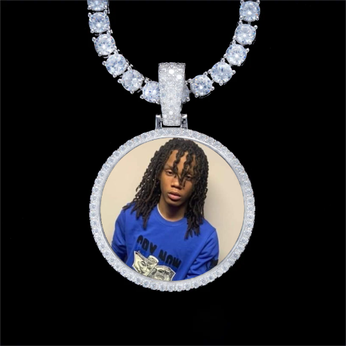 925S & VVS Moissanite 3D Circle Custom Picture Pendant