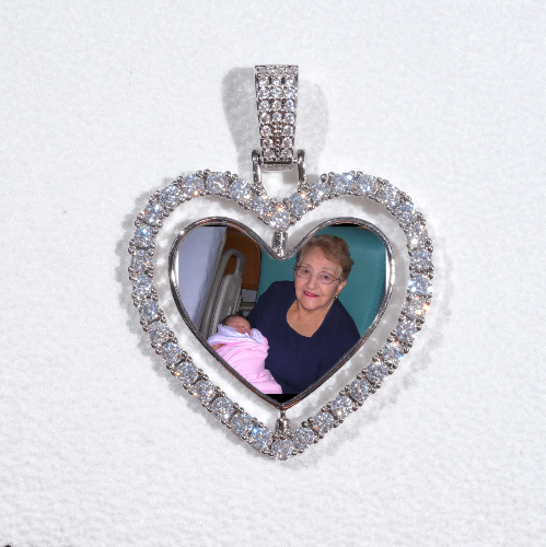 3D Spinning 2-Faced Heart Custom Picture Pendant