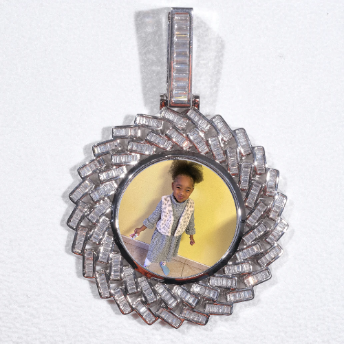 Large 3D Baguette Custom Picture Pendant