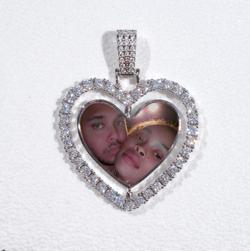 3D Spinning 2-Faced Heart Custom Picture Pendant