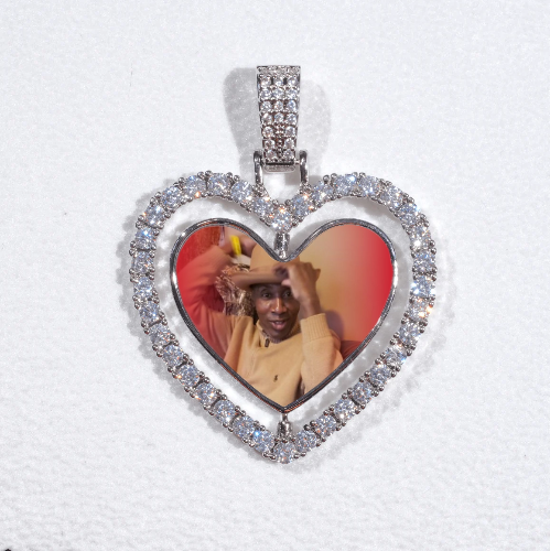 3D Spinning 2-Faced Heart Custom Picture Pendant