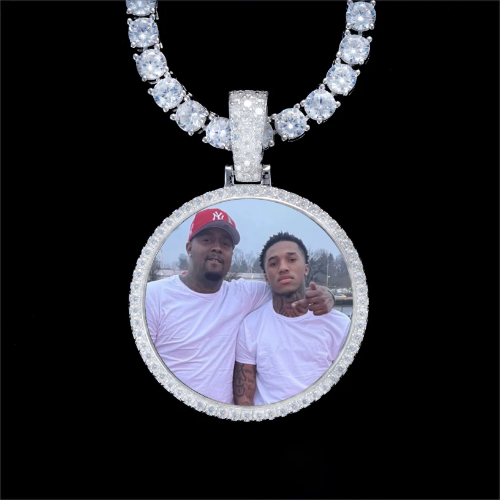 925S & VVS Moissanite 3D Circle Custom Picture Pendant