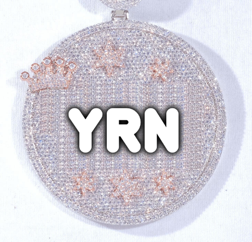 CUSTOM LETTER NECKLACE 3D BIG CROWN DISC