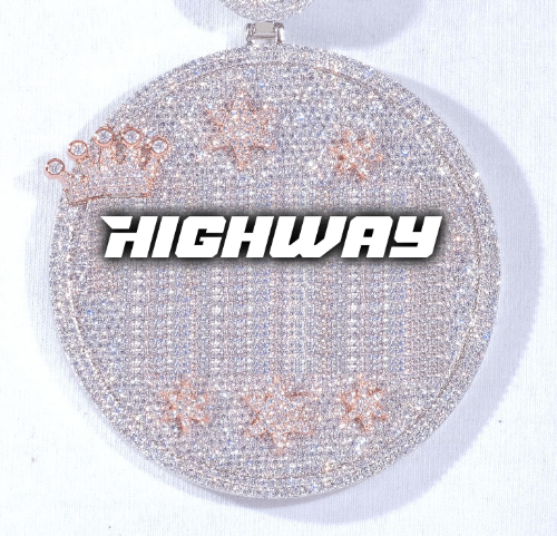 CUSTOM LETTER NECKLACE 3D BIG CROWN DISC