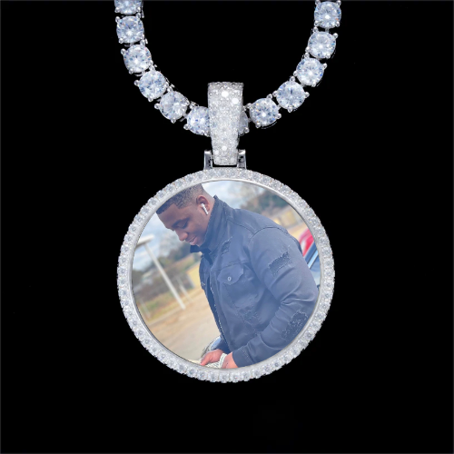 925S & VVS Moissanite 3D Circle Custom Picture Pendant