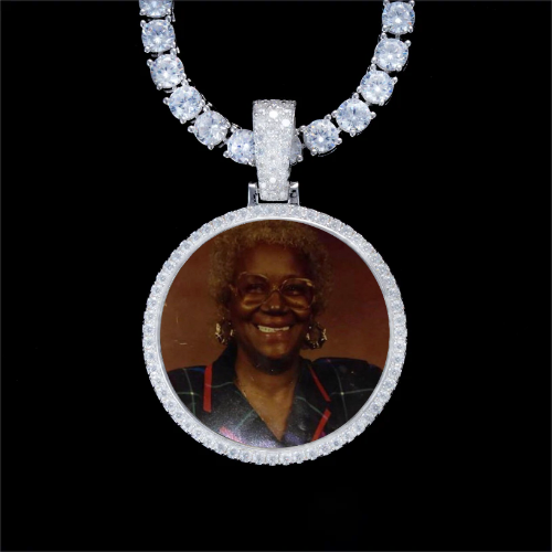 925S & VVS Moissanite 3D Circle Custom Picture Pendant