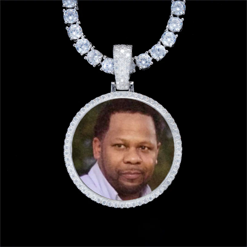 925S & VVS Moissanite 3D Circle Custom Picture Pendant