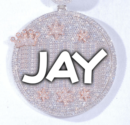 CUSTOM LETTER NECKLACE 3D BIG CROWN DISC