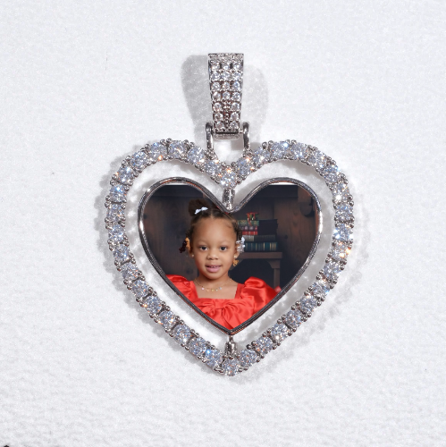 3D Spinning 2-Faced Heart Custom Picture Pendant