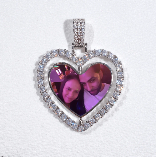 3D Spinning 2-Faced Heart Custom Picture Pendant
