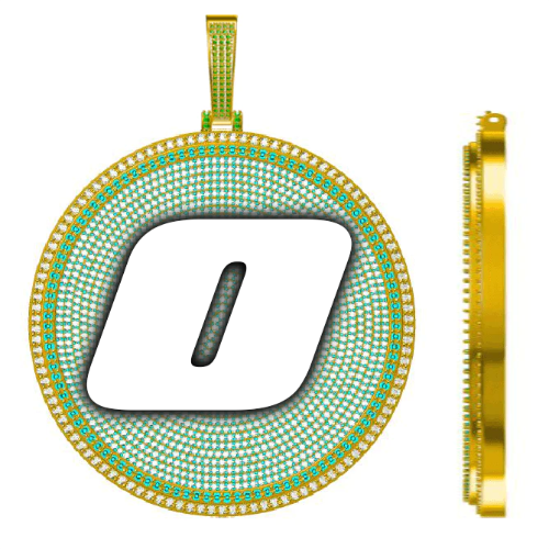 CUSTOM LETTER NECKLACE 3D BIG DISC