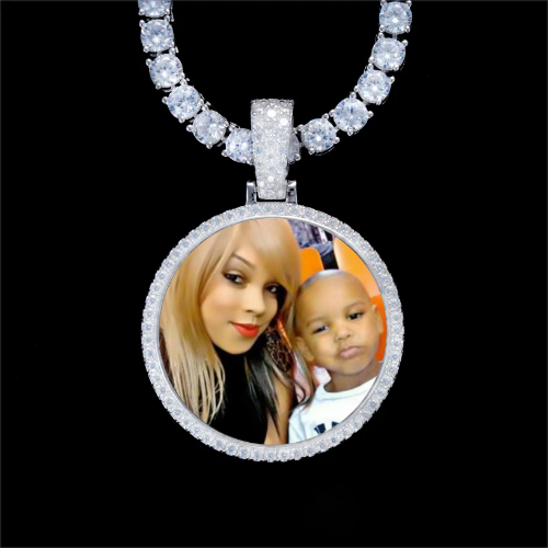 925S & VVS Moissanite 3D Circle Custom Picture Pendant