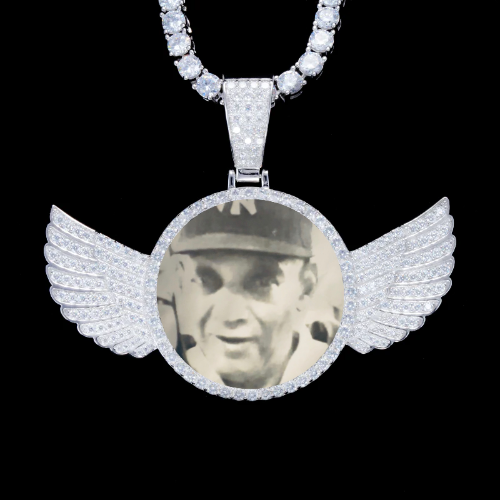 925S & VVS Moissanite 3D Wing Custom Picture Pendant