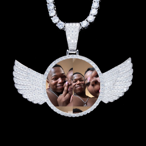 925S & VVS Moissanite 3D Wing Custom Picture Pendant