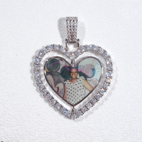 3D Spinning 2-Faced Heart Custom Picture Pendant