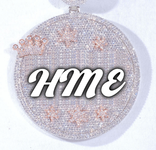 CUSTOM LETTER NECKLACE 3D BIG CROWN DISC