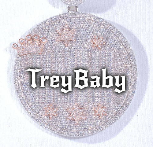 CUSTOM LETTER NECKLACE 3D BIG CROWN DISC