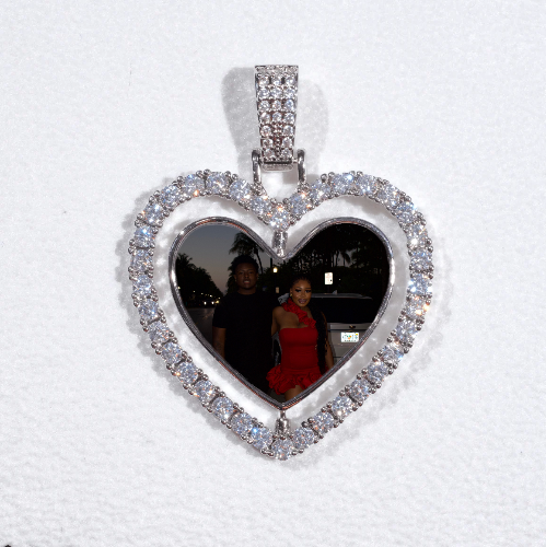 3D Spinning 2-Faced Heart Custom Picture Pendant