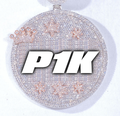 CUSTOM LETTER NECKLACE 3D BIG CROWN DISC