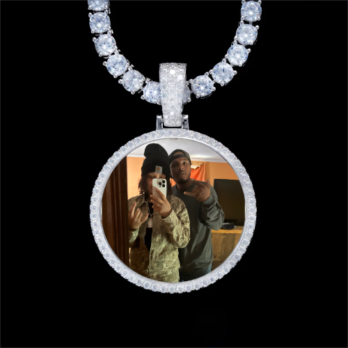 925S & VVS Moissanite 3D Circle Custom Picture Pendant