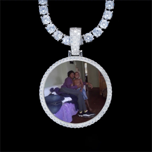 925S & VVS Moissanite 3D Circle Custom Picture Pendant