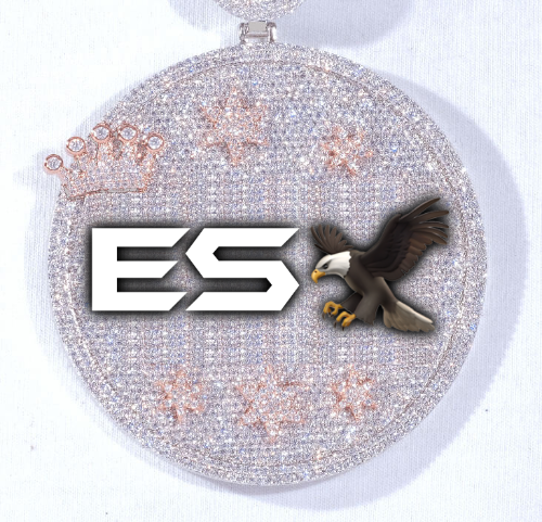 CUSTOM LETTER NECKLACE 3D BIG CROWN DISC