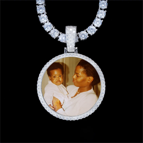 925S & VVS Moissanite 3D Circle Custom Picture Pendant