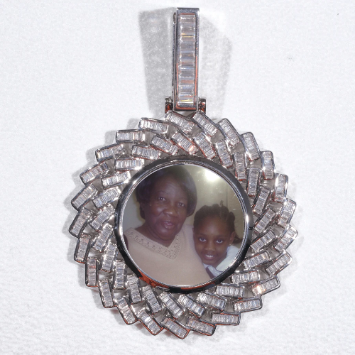 Large 3D Baguette Custom Picture Pendant