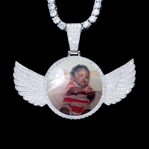 925S & VVS Moissanite 3D Wing Custom Picture Pendant