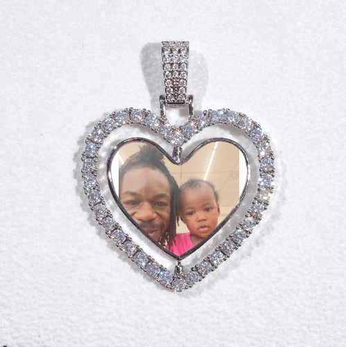 3D Spinning 2-Faced Heart Custom Picture Pendant