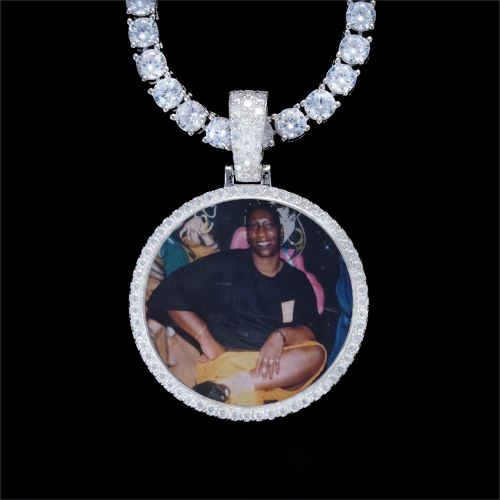 925S & VVS Moissanite 3D Circle Custom Picture Pendant