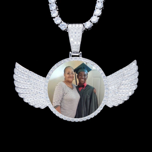 925S & VVS Moissanite 3D Wing Custom Picture Pendant