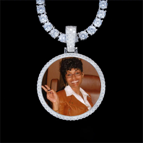 925S & VVS Moissanite 3D Circle Custom Picture Pendant