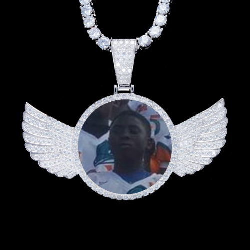 925S & VVS Moissanite 3D Wing Custom Picture Pendant