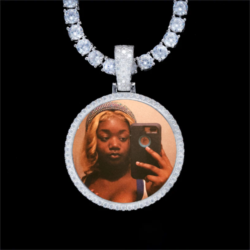 925S & VVS Moissanite 3D Circle Custom Picture Pendant