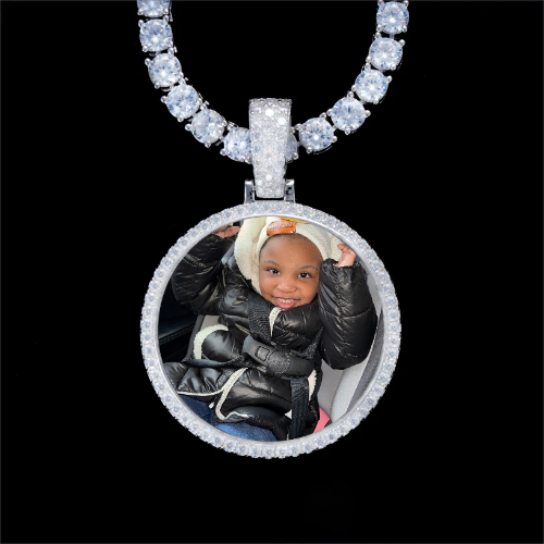 925S & VVS Moissanite 3D Circle Custom Picture Pendant