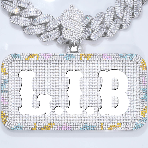 CUSTOM LETTER NECKLACE 3D COLORFUL SQUARE