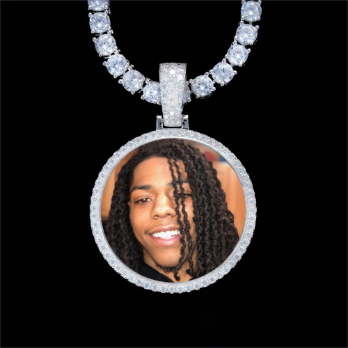 925S & VVS Moissanite 3D Circle Custom Picture Pendant