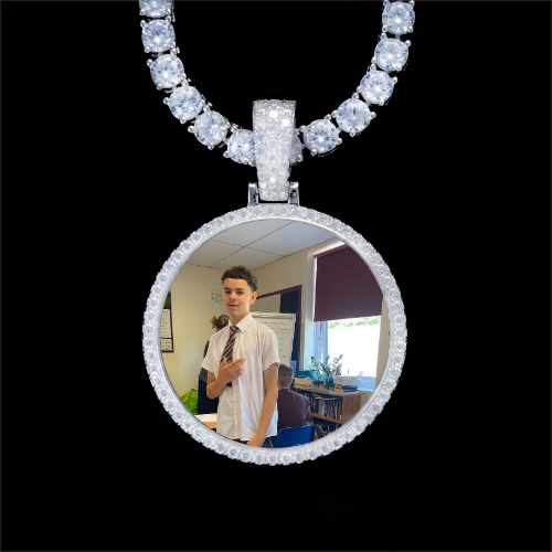 925S & VVS Moissanite 3D Circle Custom Picture Pendant