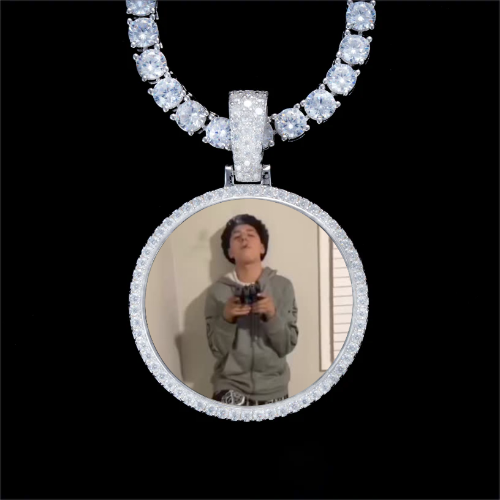 925S & VVS Moissanite 3D Circle Custom Picture Pendant