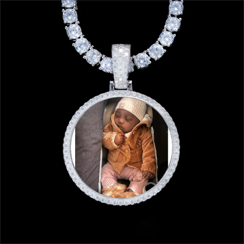925S & VVS Moissanite 3D Circle Custom Picture Pendant