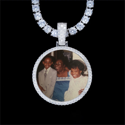 925S & VVS Moissanite 3D Circle Custom Picture Pendant