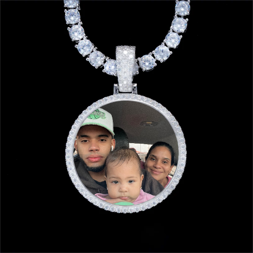 925S & VVS Moissanite 3D Circle Custom Picture Pendant