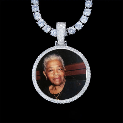 925S & VVS Moissanite 3D Circle Custom Picture Pendant