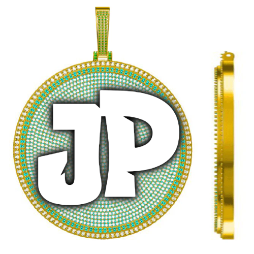 CUSTOM LETTER NECKLACE 3D BIG DISC