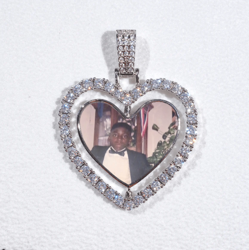 3D Spinning 2-Faced Heart Custom Picture Pendant