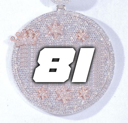 CUSTOM LETTER NECKLACE 3D BIG CROWN DISC