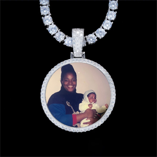 925S & VVS Moissanite 3D Circle Custom Picture Pendant
