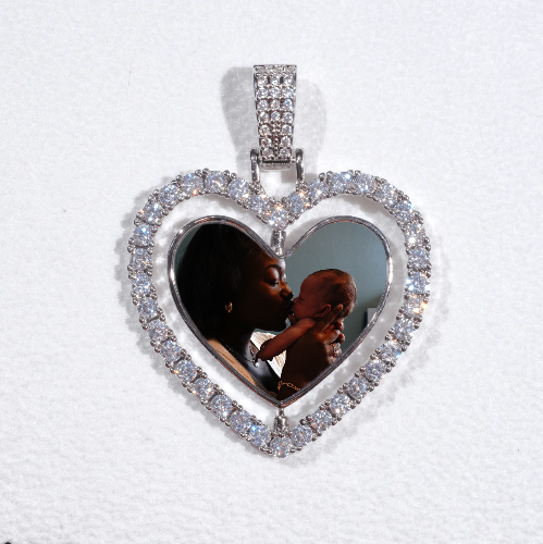 3D Spinning 2-Faced Heart Custom Picture Pendant